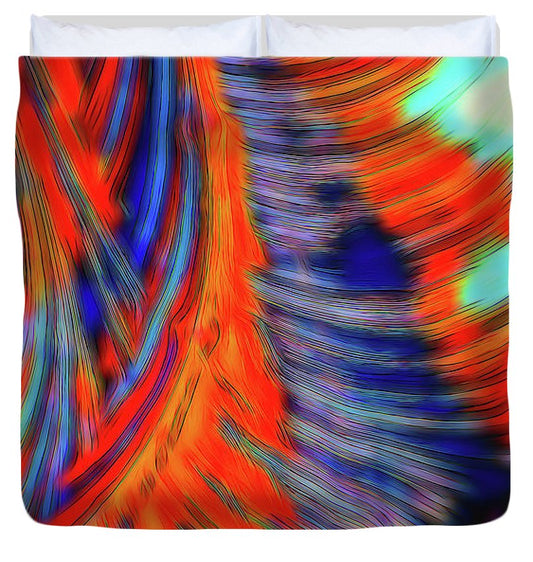 Red Orange Tie Dye Fractal Abstract - Duvet Cover