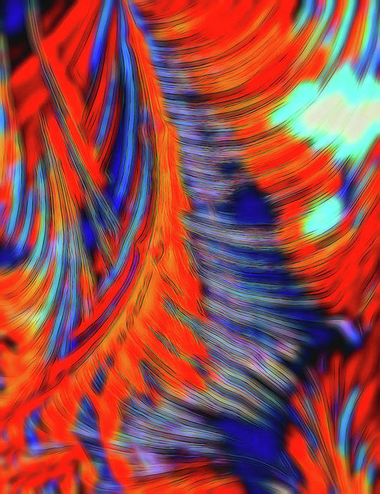 Red Orange Tie Dye Fractal Abstract - Art Print