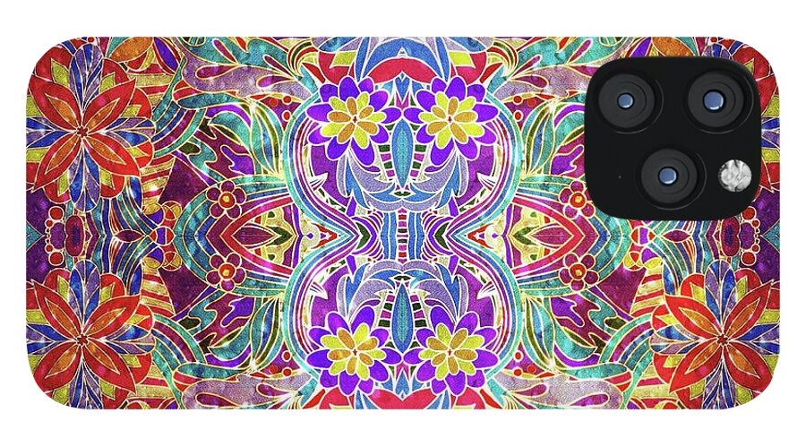 Red Purple Sparkle Floral - Phone Case