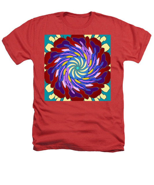 Red Purple Yellow Mandala Swirl - Heathers T-Shirt