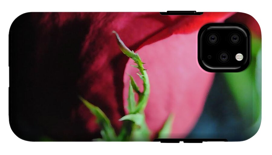 Red Rose Green Stem - Phone Case