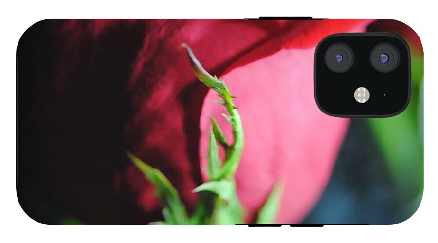 Red Rose Green Stem - Phone Case