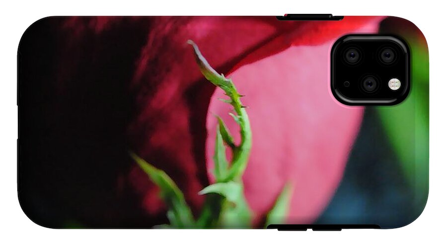 Red Rose Green Stem - Phone Case