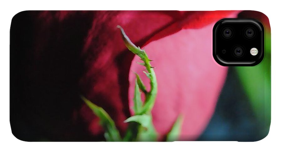 Red Rose Green Stem - Phone Case