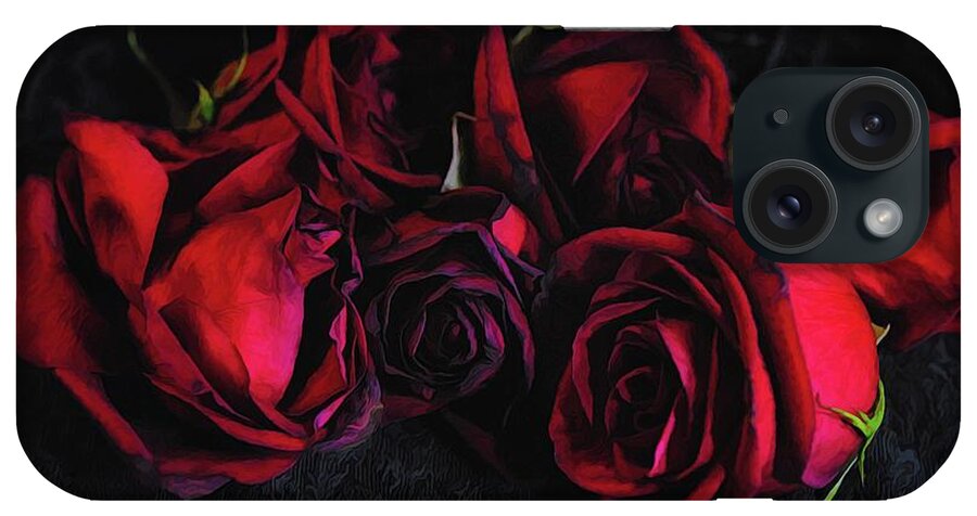 Red Roses Black Velvet - Phone Case