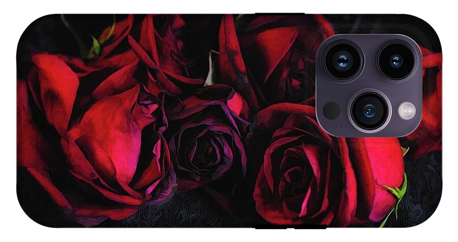 Red Roses Black Velvet - Phone Case