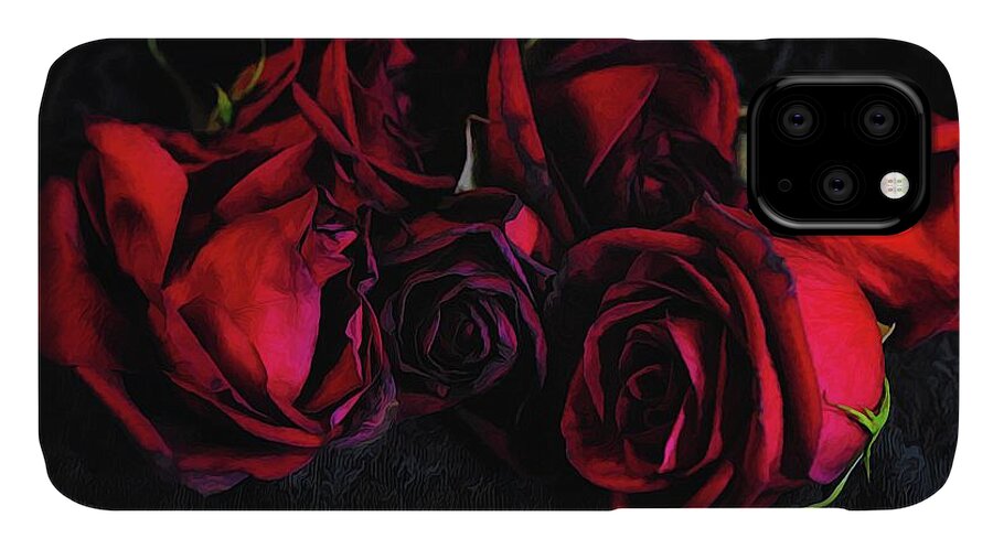Red Roses Black Velvet - Phone Case