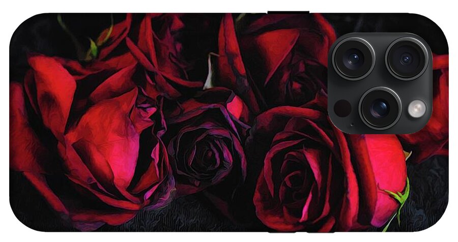 Red Roses Black Velvet - Phone Case