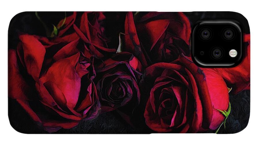 Red Roses Black Velvet - Phone Case