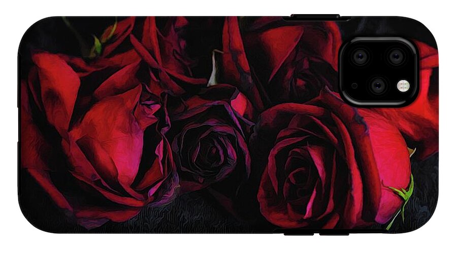 Red Roses Black Velvet - Phone Case