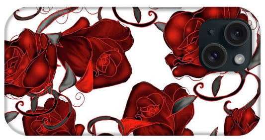 Red Roses on White - Phone Case