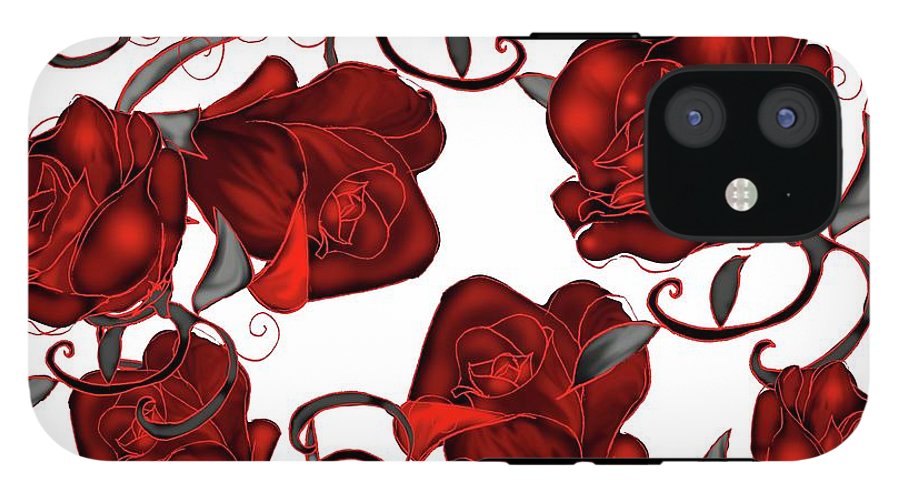 Red Roses on White - Phone Case