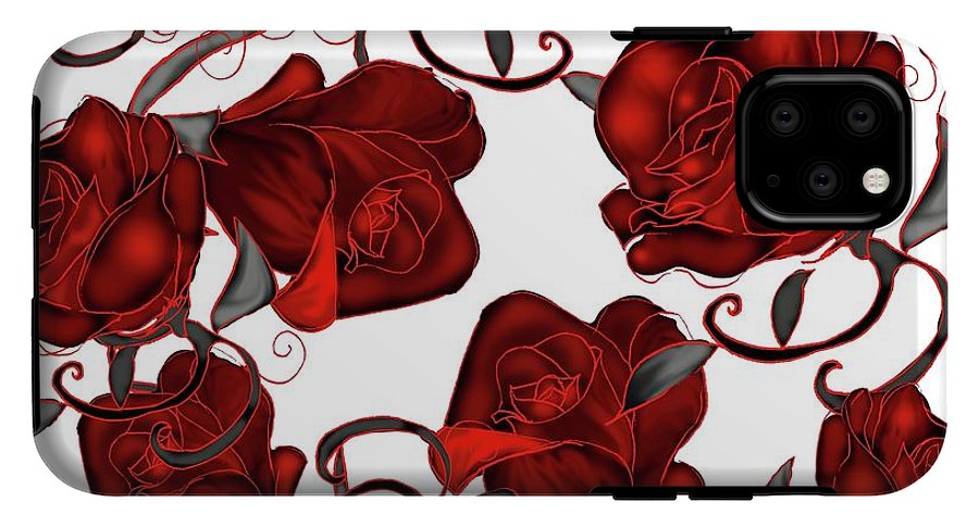 Red Roses on White - Phone Case
