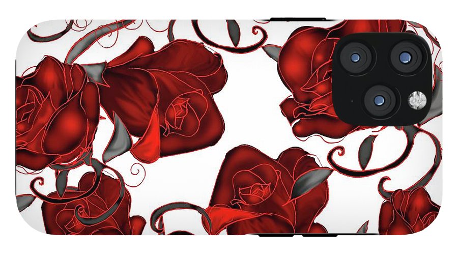 Red Roses on White - Phone Case