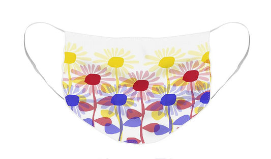 Red Yellow and Blue Sunflowers - Face Mask