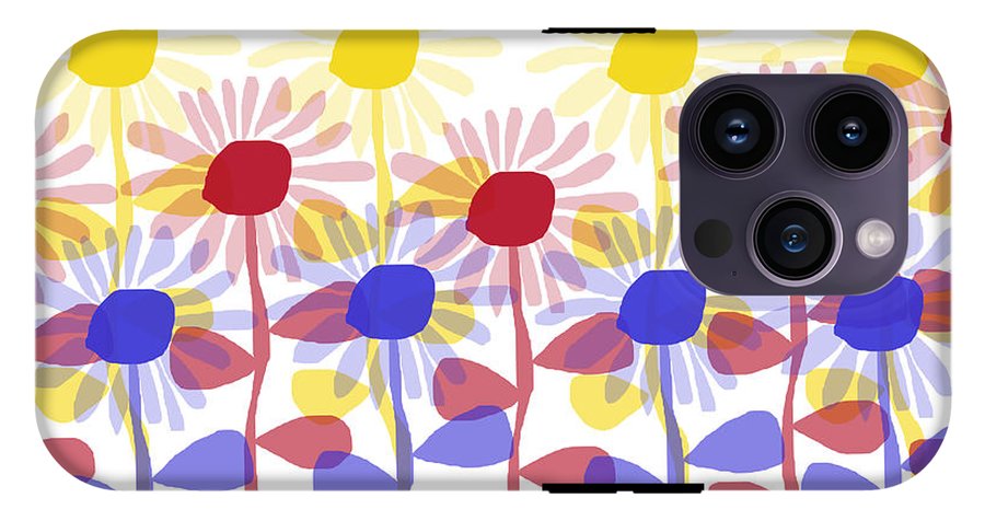 Red Yellow and Blue Sunflowers - Phone Case
