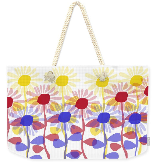 Red Yellow and Blue Sunflowers - Weekender Tote Bag