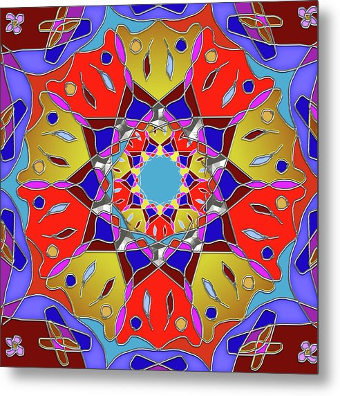 Red Yellow Blue Mandala - Metal Print