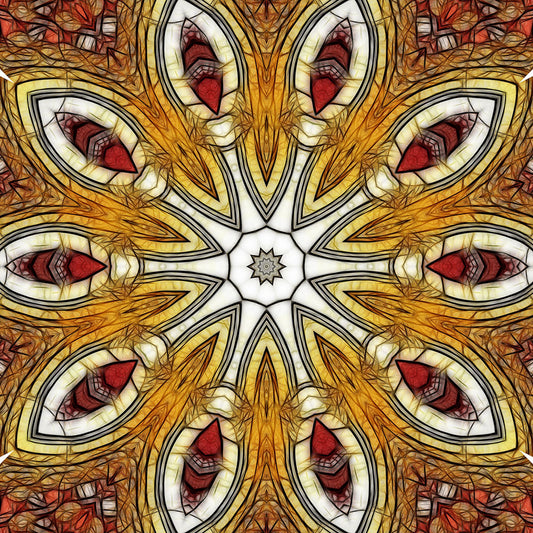 Red Gold Geometric Flower Digital Image Download