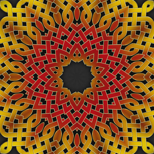 Red Orange Celtic Kaleidoscope Digital Image Download
