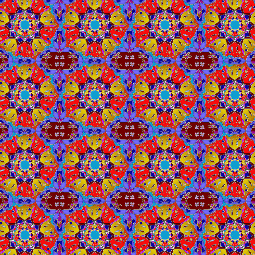 Red Yellow Blue Mandala Digital Image Download