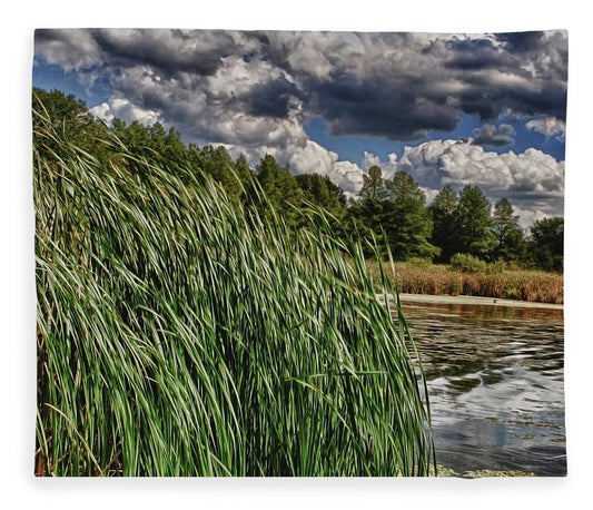 Reeds Along a Campground Lake - Blanket