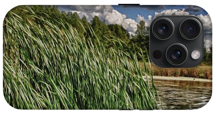 Reeds Along a Campground Lake - Phone Case