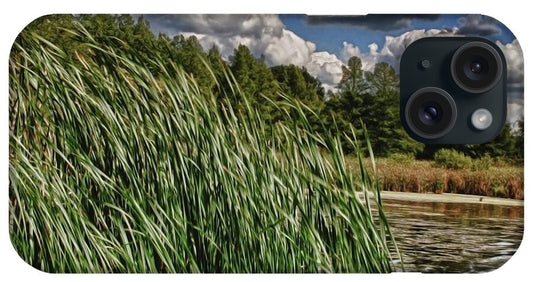Reeds Along a Campground Lake - Phone Case