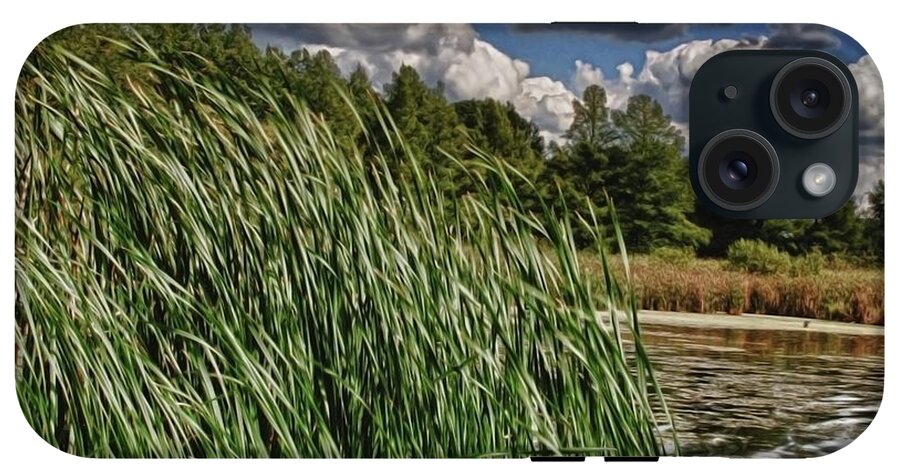 Reeds Along a Campground Lake - Phone Case