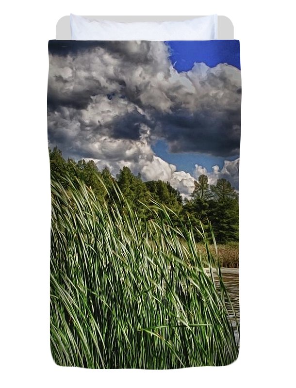 Reeds Along a Campground Lake - Duvet Cover
