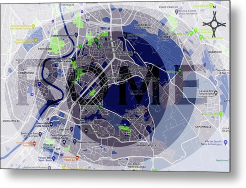 Rome Map Art - Metal Print