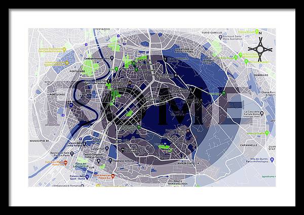 Rome Map Art - Framed Print