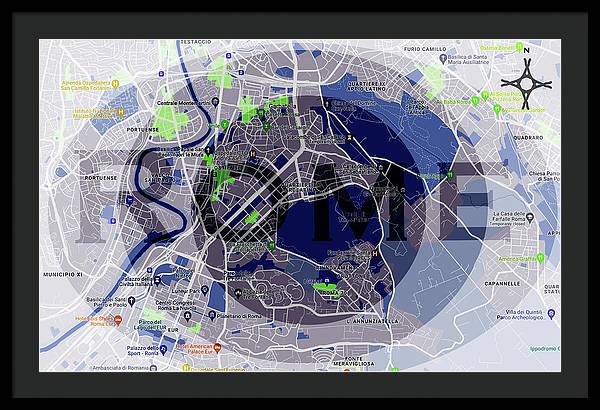 Rome Map Art - Framed Print