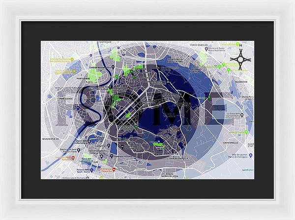 Rome Map Art - Framed Print