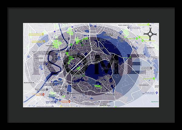 Rome Map Art - Framed Print
