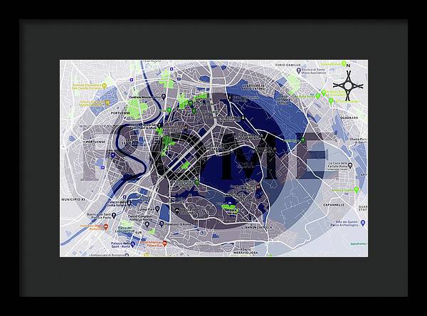 Rome Map Art - Framed Print