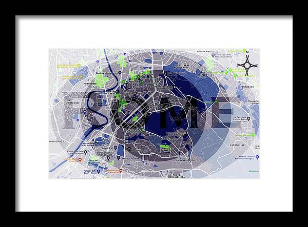Rome Map Art - Framed Print