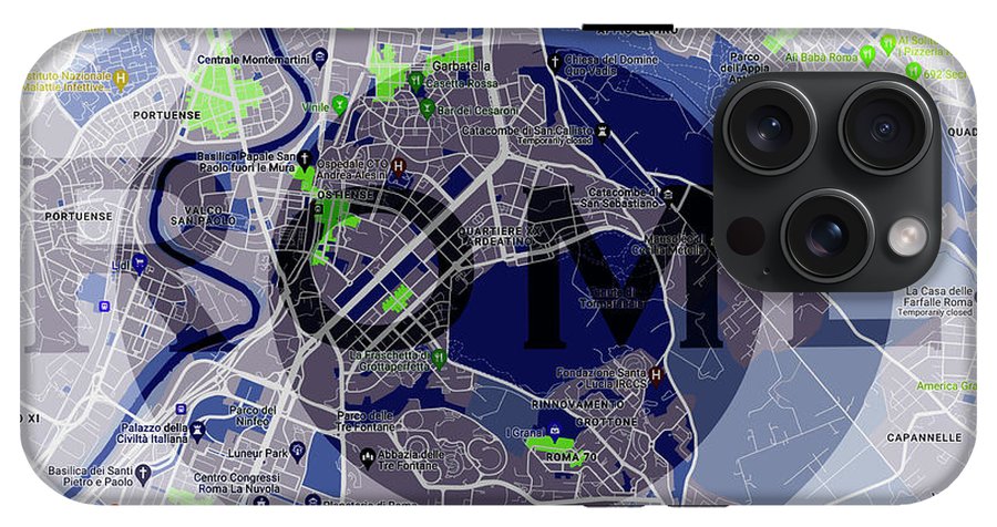 Rome Map Art - Phone Case