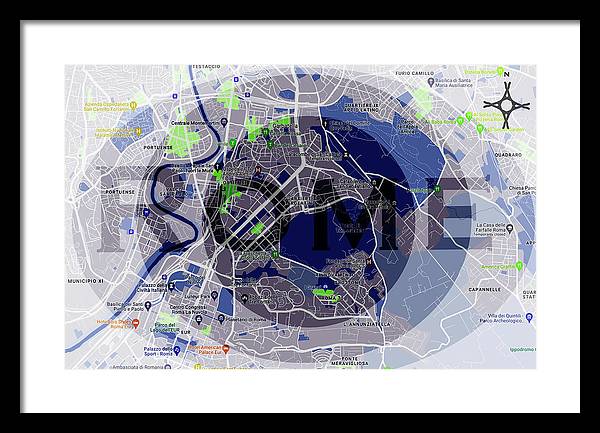 Rome Map Art - Framed Print