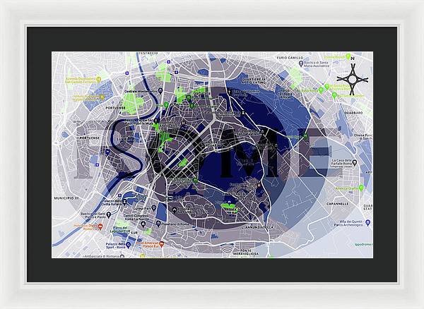Rome Map Art - Framed Print