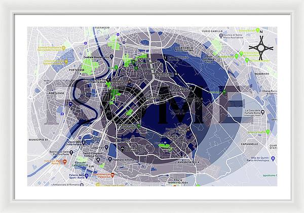 Rome Map Art - Framed Print