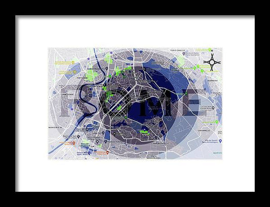Rome Map Art - Framed Print