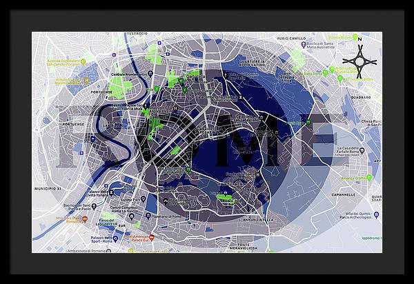 Rome Map Art - Framed Print