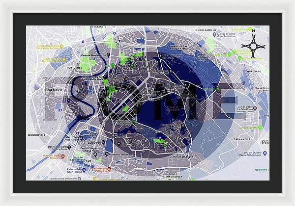 Rome Map Art - Framed Print