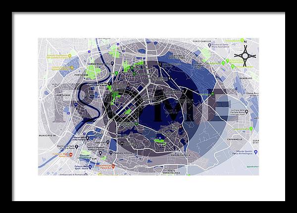 Rome Map Art - Framed Print