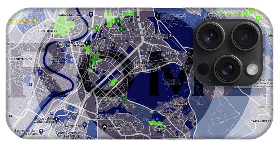 Rome Map Art - Phone Case