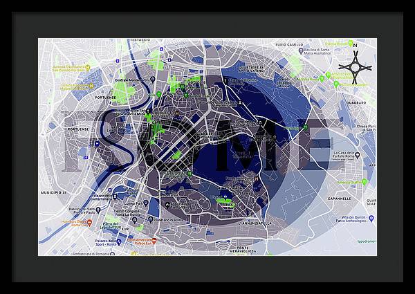 Rome Map Art - Framed Print