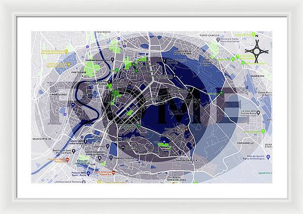 Rome Map Art - Framed Print