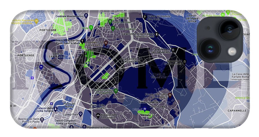 Rome Map Art - Phone Case