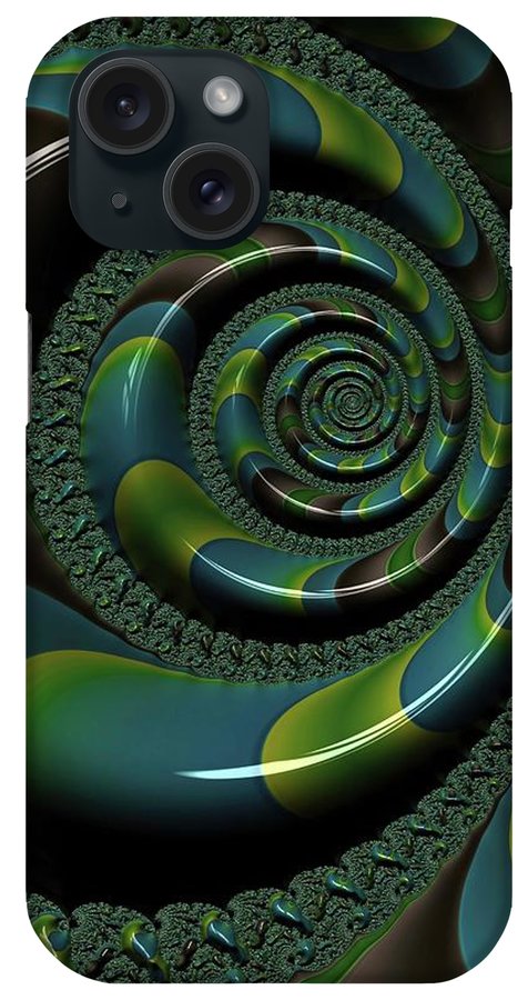 Shiny Blue Green Shell Fractal - Phone Case